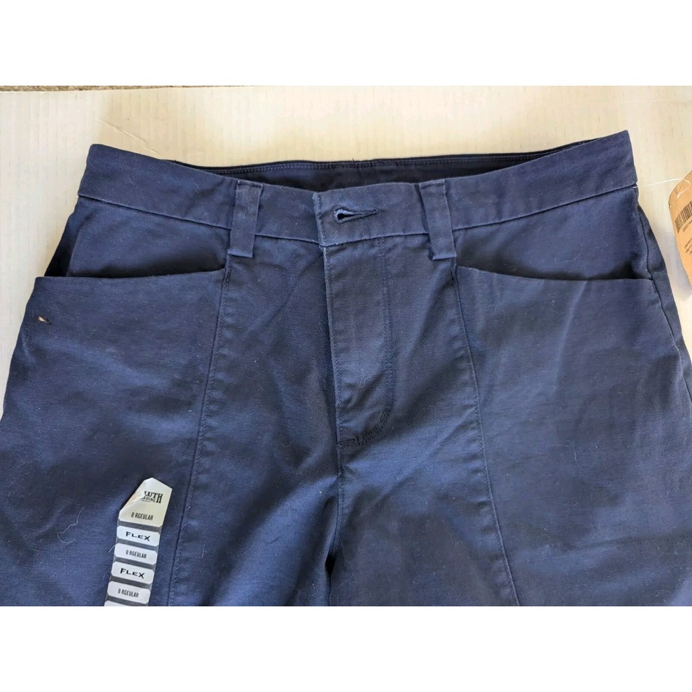 NWT Duluth Trading Pants Women's Sz 8 Blue Cropped Wide Leg Chino Cotton Blend - Picture 3 of 10